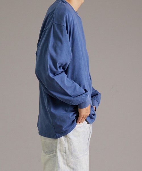 PAIRMANON STREET（ペアマノンストリート）の「【PAIRMANON STREET】【リンクコーデ】ピグメント 加工 ロンT 長袖 Tシャツ（Tシャツ/カットソー・メンズ・レッド系その他/ネイビー/ブラック・FREE）」の10枚目の写真