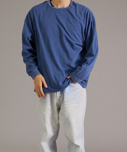 PAIRMANON STREET（ペアマノンストリート）の「【PAIRMANON STREET】【リンクコーデ】ピグメント 加工 ロンT 長袖 Tシャツ（Tシャツ/カットソー・メンズ・レッド系その他/ネイビー/ブラック・FREE）」の12枚目の写真
