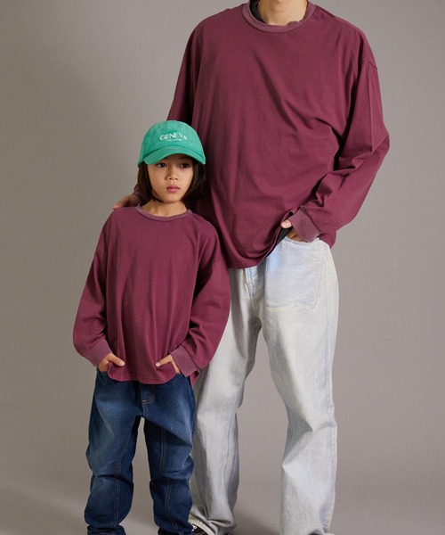 PAIRMANON STREET（ペアマノンストリート）の「【PAIRMANON STREET】【リンクコーデ】ピグメント 加工 ロンT 長袖 Tシャツ（Tシャツ/カットソー・メンズ・レッド系その他/ネイビー/ブラック・FREE）」の13枚目の写真