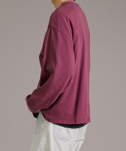 PAIRMANON STREET（ペアマノンストリート）の「【PAIRMANON STREET】【リンクコーデ】ピグメント 加工 ロンT 長袖 Tシャツ（Tシャツ/カットソー・メンズ・レッド系その他/ネイビー/ブラック・FREE）」の16枚目の写真