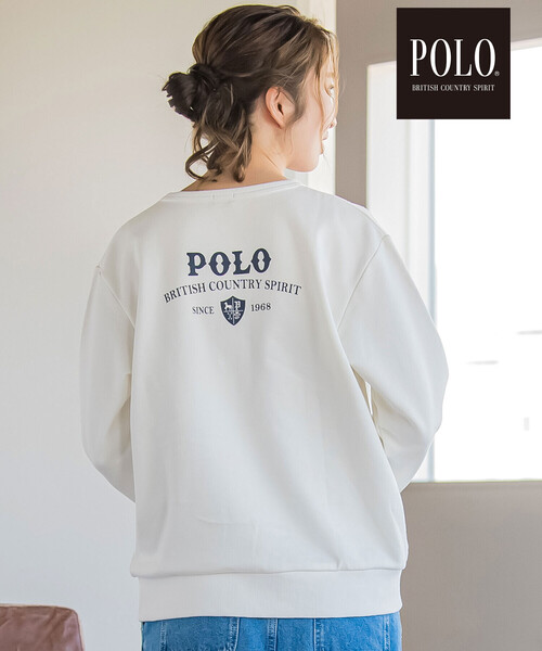 SLAP SLIP(スラップスリップ)の「【POLO BCS(ポロ・ビーシーエス)×SLAP SLIPコラボ】【お揃い】胸刺しゅうバックプリントトレーナー(スウェット・レディース・オフホワイト/ネイビー・FREE)」の1枚目の写真