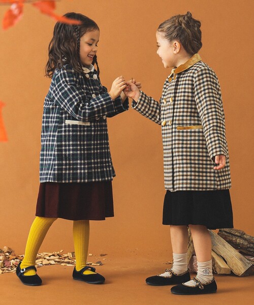 B:MING by BEAMS（ビーミングバイビームス）の「ファー襟 チェック柄 ダブル コート（100～140cm）（ダウンジャケット/コート・キッズ・ベージュ/ネイビー・110/120/130/140/100）」の13枚目の写真