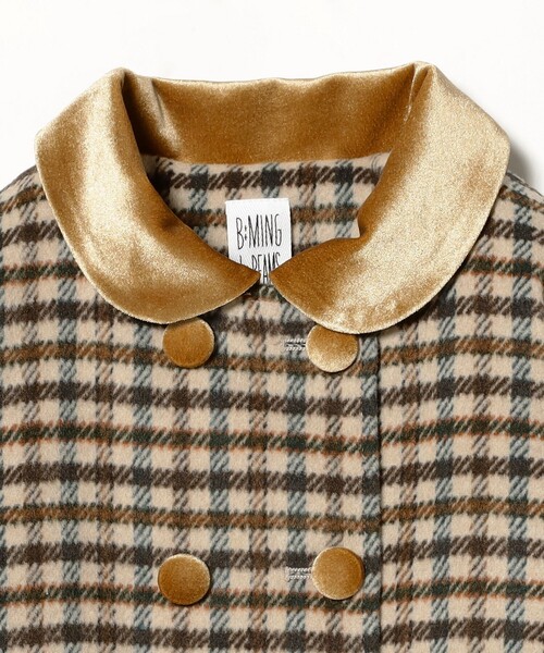B:MING by BEAMS（ビーミングバイビームス）の「ファー襟 チェック柄 ダブル コート（100～140cm）（ダウンジャケット/コート・キッズ・ベージュ/ネイビー・110/120/130/140/100）」の15枚目の写真