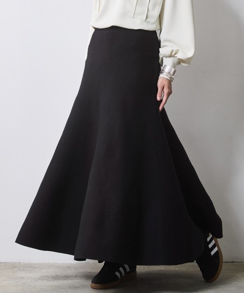 CHIC STYLE(シックスタイル)の「フレアロングニットスカート <大きいサイズ有>シックスタイル(スカート・レディース・ブラック/オフホワイト・M/L/LL/3L/4L/5L)」の17枚目の写真