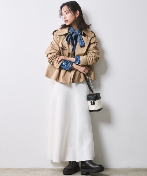 CHIC STYLE(シックスタイル)の「フレアロングニットスカート <大きいサイズ有>シックスタイル(スカート・レディース・ブラック/オフホワイト・M/L/LL/3L/4L/5L)」の10枚目の写真