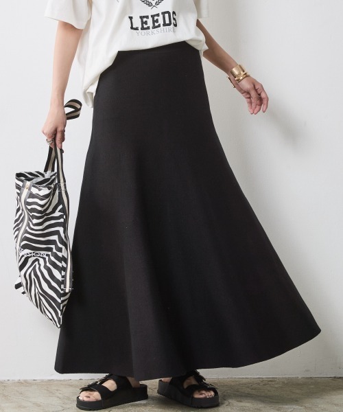 M～XL【新品インポートセレクト】ロングフレアスカート ニットセットアップ Doula セットアップ ボートネックニット＆フレアスカート