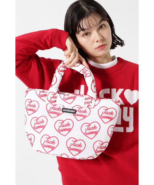 【セール】【Jack Bunny!!】ハート柄プリント カートバッグ (UNISEX)（トートバッグ）｜Jack Bunny!!（ジャックバニー）