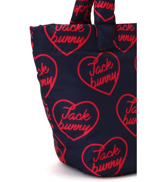【セール】【Jack Bunny!!】ハート柄プリント カートバッグ (UNISEX)（トートバッグ）｜Jack Bunny!!（ジャックバニー）