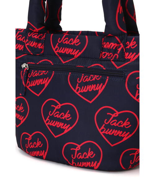 【セール】【Jack Bunny!!】ハート柄プリント カートバッグ (UNISEX)（トートバッグ）｜Jack Bunny!!（ジャックバニー）