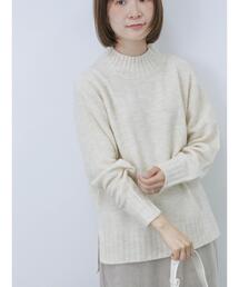 Samansa Mos2 blue | ヤクタッチモックネックプルオーバー(ニット/セーター)