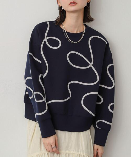 SENSE OF PLACE by URBAN RESEARCH(センスオブプレイスバイアーバンリサーチ)の「コードシシュウダンボールトップ(スウェット・レディース・アイボリー/ネイビー/チャコールグレー/ブラウン・ONE)」の4枚目の写真