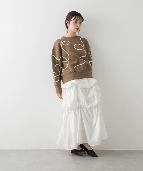 SENSE OF PLACE by URBAN RESEARCH(センスオブプレイスバイアーバンリサーチ)の「コードシシュウダンボールトップ(スウェット・レディース・アイボリー/ネイビー/チャコールグレー/ブラウン・ONE)」の7枚目の写真