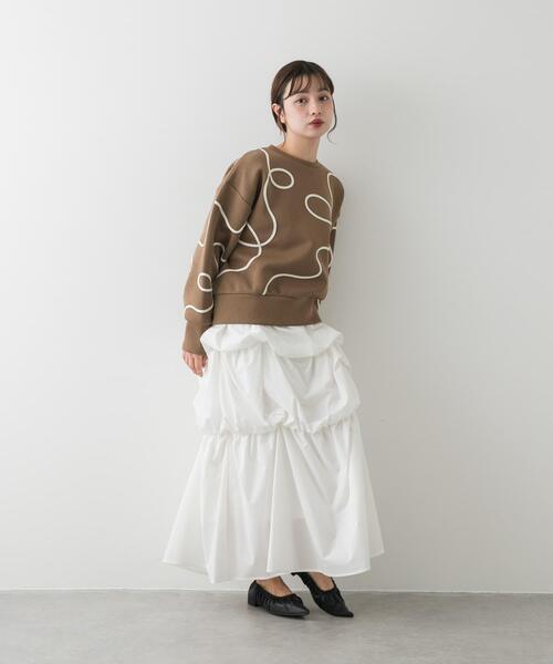 SENSE OF PLACE by URBAN RESEARCH(センスオブプレイスバイアーバンリサーチ)の「コードシシュウダンボールトップ(スウェット・レディース・アイボリー/ネイビー/チャコールグレー/ブラウン・ONE)」の8枚目の写真