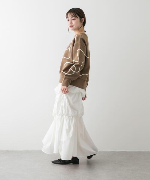 SENSE OF PLACE by URBAN RESEARCH(センスオブプレイスバイアーバンリサーチ)の「コードシシュウダンボールトップ(スウェット・レディース・アイボリー/ネイビー/チャコールグレー/ブラウン・ONE)」の9枚目の写真