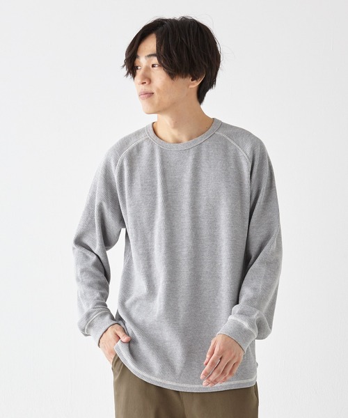 KRIFF MAYER（クリフメイヤー）の「ハニカムワッフルロンT（Tシャツ/カットソー・メンズ・グレー/ナチュラル/ネイビー/チャコール・MEDIUM/X-LARGE/LARGE）」の2枚目の写真