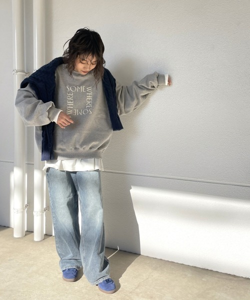 gossara(ゴサラ)の「スクエアロゴトレーナー(スウェット・レディース・グレー/ネイビー・FREE)」の14枚目の写真