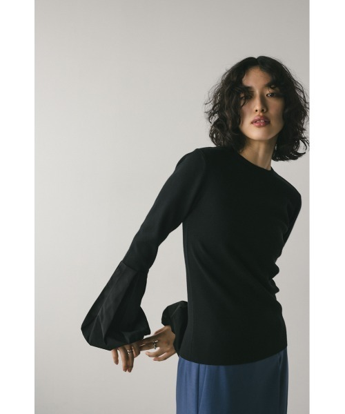 STYLEMIXER（スタイルミキサー）の「バルーンスリーブコンビネーショントップ（ニット/セーター・レディース・ベージュ/アイボリー/ブラック・FREE）」の21枚目の写真