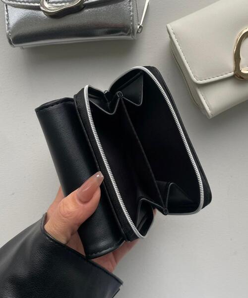 WEGO（ウィゴー）の「WEGO/ニュアンスパーツフラップウォレット（財布・レディース・オフホワイト/シルバー/ブラック・FREE）」の9枚目の写真