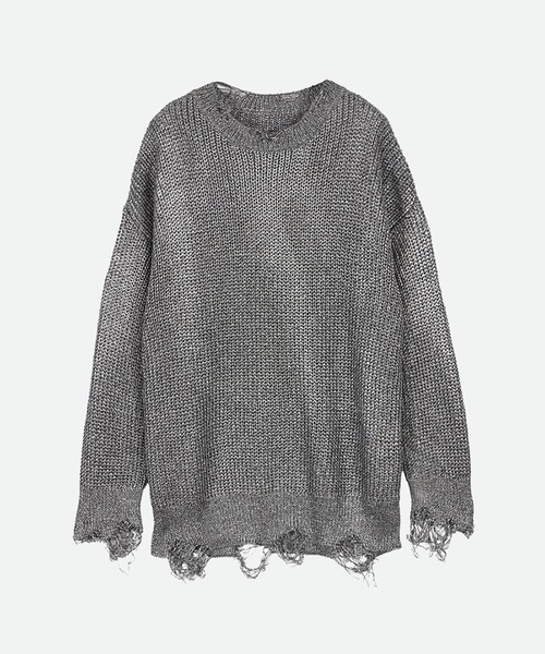 【NOUNLESS/ナウンレス】SHINY FOIL GRUNGE KNIT(ニット/セーター)|NOUNLESS(ナウンレス)