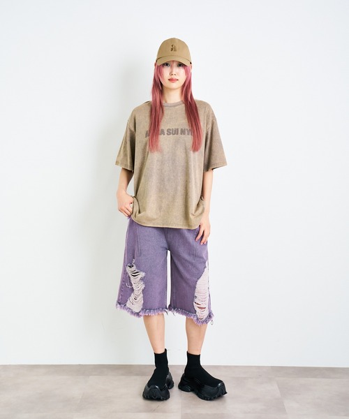 ANNA SUI NYC(アナ スイ エヌ ワイ シー)の「ダブルジェルプリントブリーチTシャツ(Tシャツ/カットソー・レディース・パープル/ブラック・FREE)」の3枚目の写真