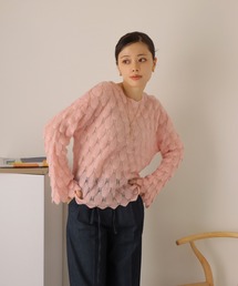 手編み風ピンクセーター 手編み 扇形模様の丸ヨークセーター｜Yahoo!フリマ（旧PayPay