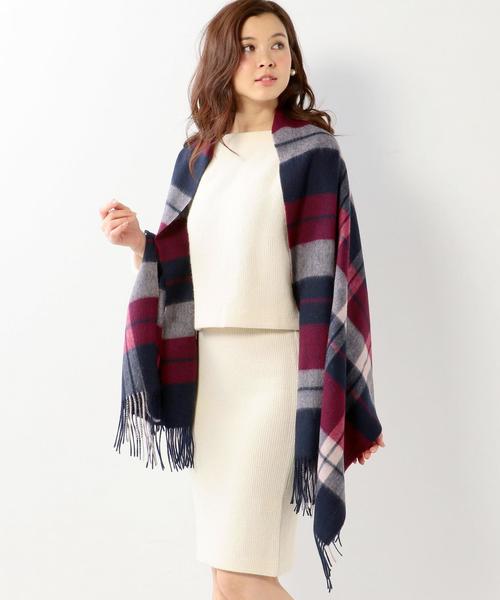 Jewel Changes(ジュエルチェンジズ)の「〓JC ウール チェック マフラー 2(ストール/ショール・レディース・ブラック/ワインレッド・フリー)」の7枚目の写真