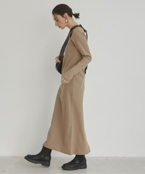 ワンピース DaG1PULS セール】フェイクレイヤード カット リブ ロング ワンピース