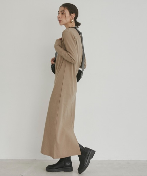 ANGIE（アンジー）の「フェイクレイヤード カット リブ ロング ワンピース（ワンピース・レディース・ベージュ/杢グレー/ブラック・FREE）」の13枚目の写真