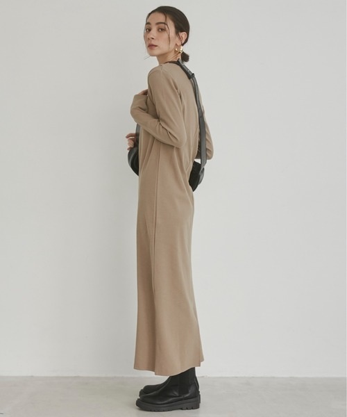 ANGIE（アンジー）の「フェイクレイヤード カット リブ ロング ワンピース（ワンピース・レディース・ベージュ/杢グレー/ブラック・FREE）」の14枚目の写真