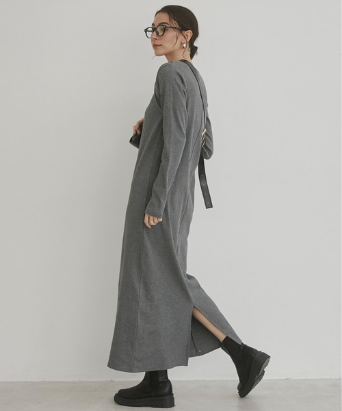 ワンピース DaG1PULS セール】フェイクレイヤード カット リブ ロング ワンピース