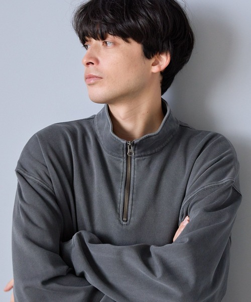 LAKOLE（ラコレ）の「ウォッシュドハーフZIP / 287577（スウェット・メンズ・チャコール/アイボリー/ネイビー・MEDIUM/LARGE）」の7枚目の写真