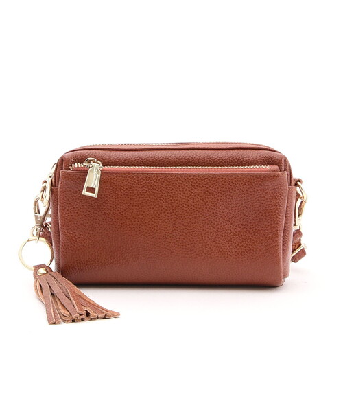 COOCO（クーコ）の「【牛革】シュリンクレザー横型ミニショルダーバッグ（ショルダーバッグ・レディース・シルバー/グレー/ブルー/オフホワイト/ブラウン系1/ライトピンク/レッド系/ブラック/パープル/グリーン/ブラウン・FREE）」の4枚目の写真