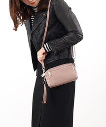 COOCO（クーコ）の「【牛革】シュリンクレザー横型ミニショルダーバッグ（ショルダーバッグ）」