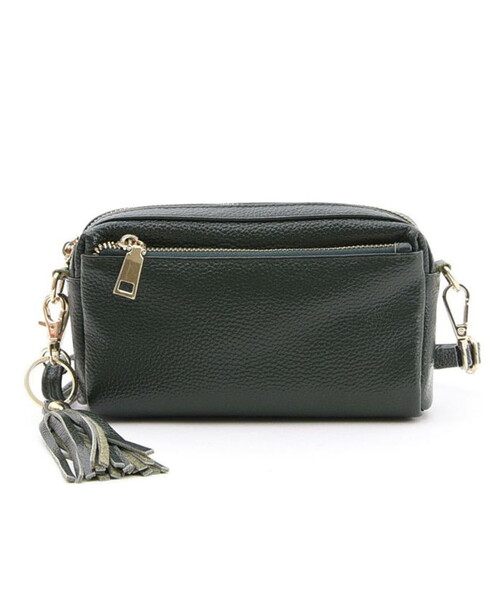 COOCO（クーコ）の「【牛革】シュリンクレザー横型ミニショルダーバッグ（ショルダーバッグ・レディース・シルバー/グレー/ブルー/オフホワイト/ブラウン系1/ライトピンク/レッド系/ブラック/パープル/グリーン/ブラウン・FREE）」の6枚目の写真