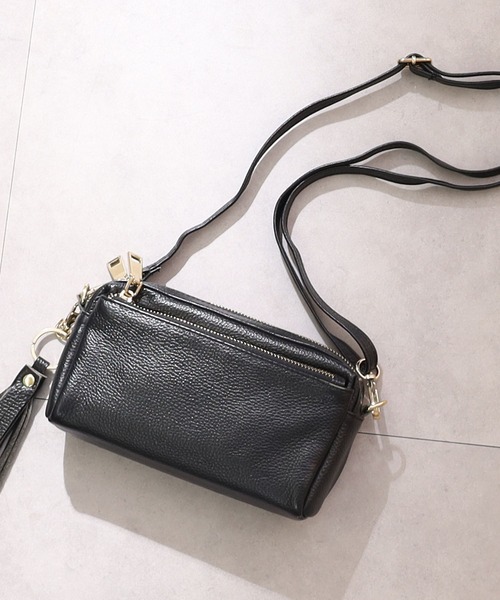 C. ◇ 牛革シュリンク バンブー手提げ 横型 小 黒 マグネ付 タケ