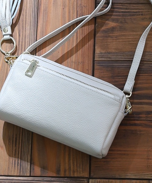 牛革】シュリンクレザー横型ミニショルダーバッグ（ショルダー