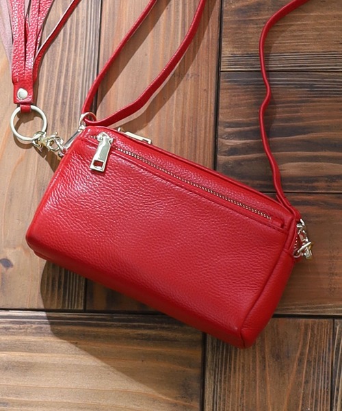 COOCO（クーコ）の「【牛革】シュリンクレザー横型ミニショルダーバッグ（ショルダーバッグ・レディース・シルバー/グレー/ブルー/オフホワイト/ブラウン系1/ライトピンク/レッド系/ブラック/パープル/グリーン/ブラウン・FREE）」の15枚目の写真