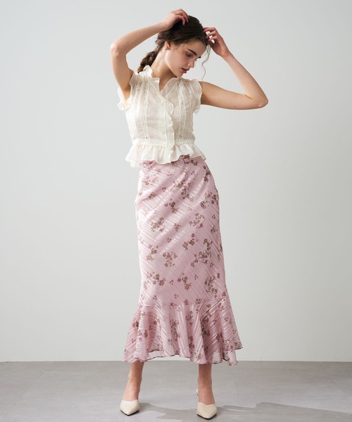 me &amp; me couture - deicy ラメストライプブーケ スカートとブラウス ラメストライプブーケスカート