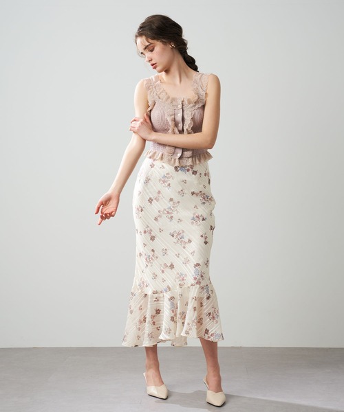 ME COUTURE（ミークチュール）の「ラメストライプブーケスカート（スカート・レディース・ピンク/アイボリー・1/0）」の3枚目の写真