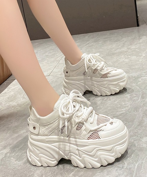 Lace Ladies(レースレディース)の「厚底 シューパーツ ボリューム アグリー ダッド スニーカー(スニーカー・レディース・ブラック/アイボリー/ピンク・22.5cm/23cm/23.5cm/24cm/24.5cm)」の2枚目の写真