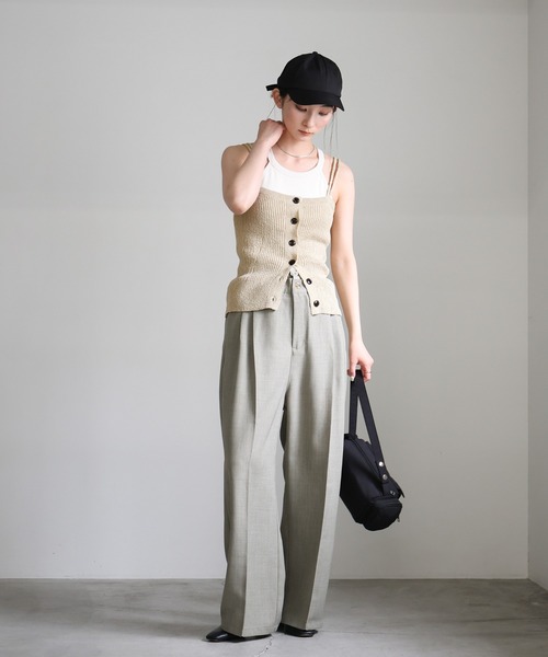 select MOCA(セレクトモカ)の「ダブルストラップサマーニットビスチェ(ベスト・レディース・ベージュ/ネイビー/ブラック・FREE)」の8枚目の写真