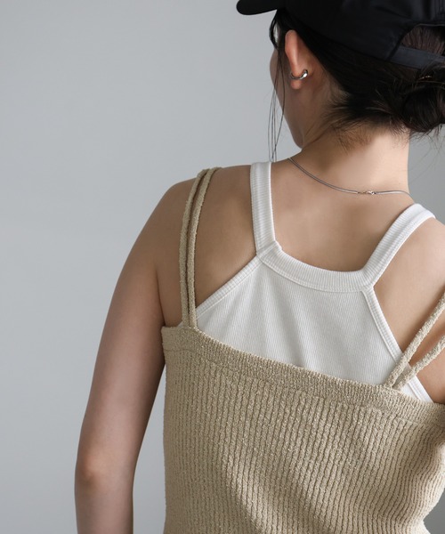 select MOCA(セレクトモカ)の「ダブルストラップサマーニットビスチェ(ベスト・レディース・ベージュ/ネイビー/ブラック・FREE)」の9枚目の写真