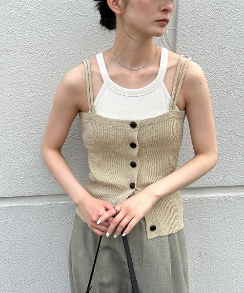 select MOCA(セレクトモカ)の「ダブルストラップサマーニットビスチェ(ベスト・レディース・ベージュ/ネイビー/ブラック・FREE)」の13枚目の写真