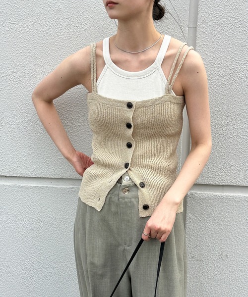 select MOCA(セレクトモカ)の「ダブルストラップサマーニットビスチェ(ベスト・レディース・ベージュ/ネイビー/ブラック・FREE)」の12枚目の写真