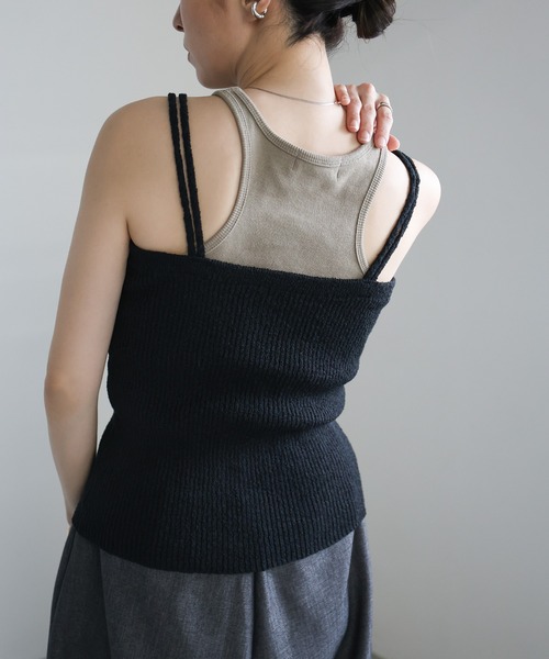 select MOCA(セレクトモカ)の「ダブルストラップサマーニットビスチェ(ベスト・レディース・ベージュ/ネイビー/ブラック・FREE)」の18枚目の写真