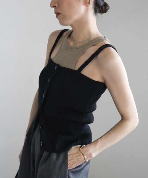 select MOCA(セレクトモカ)の「ダブルストラップサマーニットビスチェ(ベスト・レディース・ベージュ/ネイビー/ブラック・FREE)」の20枚目の写真