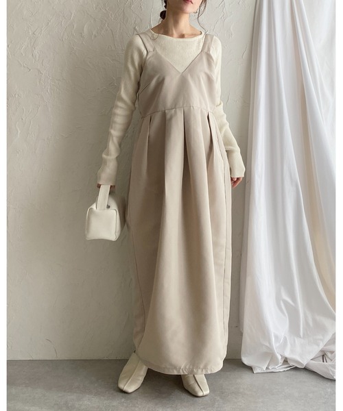 She's Closet(シーズクローゼット)の「ハイウエストタックコクーンロングジャンパースカートワンピース(ジャンパースカート・レディース・アイボリー/カーキ/ブラック・FREE)」の10枚目の写真