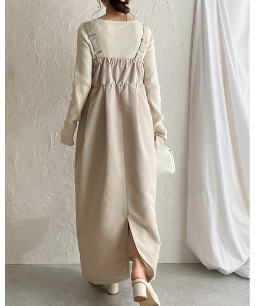 She's Closet(シーズクローゼット)の「ハイウエストタックコクーンロングジャンパースカートワンピース(ジャンパースカート・レディース・アイボリー/カーキ/ブラック・FREE)」の11枚目の写真
