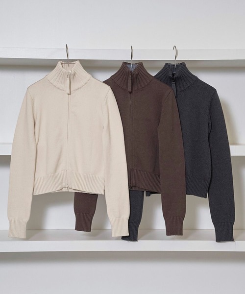 TODAYFUL（トゥデイフル）の「【TODAYFUL/トゥデイフル】Compact Zip Knit/コンパクトジップニット（ニット/セーター・レディース・チョコ/アイボリー/チャコールグレー・FREE）」の9枚目の写真