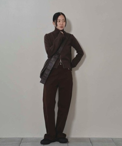 Todayfulブラウン コットンカシミヤ ジッパーセーター Todayfulブラウン コットンカシミヤ ジッパーセーター ピュアカシミヤ